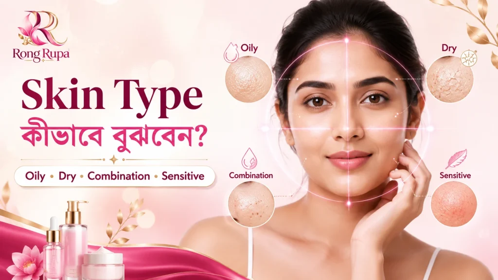 আপনার Skin Type কী? Oily, Dry, Combination ও Sensitive Skin চেনার সহজ উপায় 1 01 Skin Type Guide RongRupa